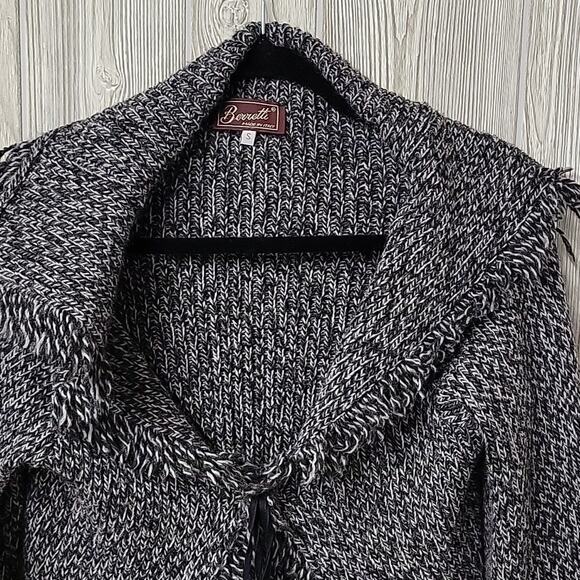 Berretti Cardigan Wool Blend Sweater Fringe Detail Tie Front Womens Small - Picture 2 of 9